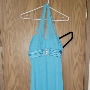 Baby Blue halter top formal dress